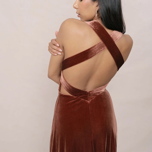 Revelry - Dylan Velvet Dress, Rust - Picture 3 of 11